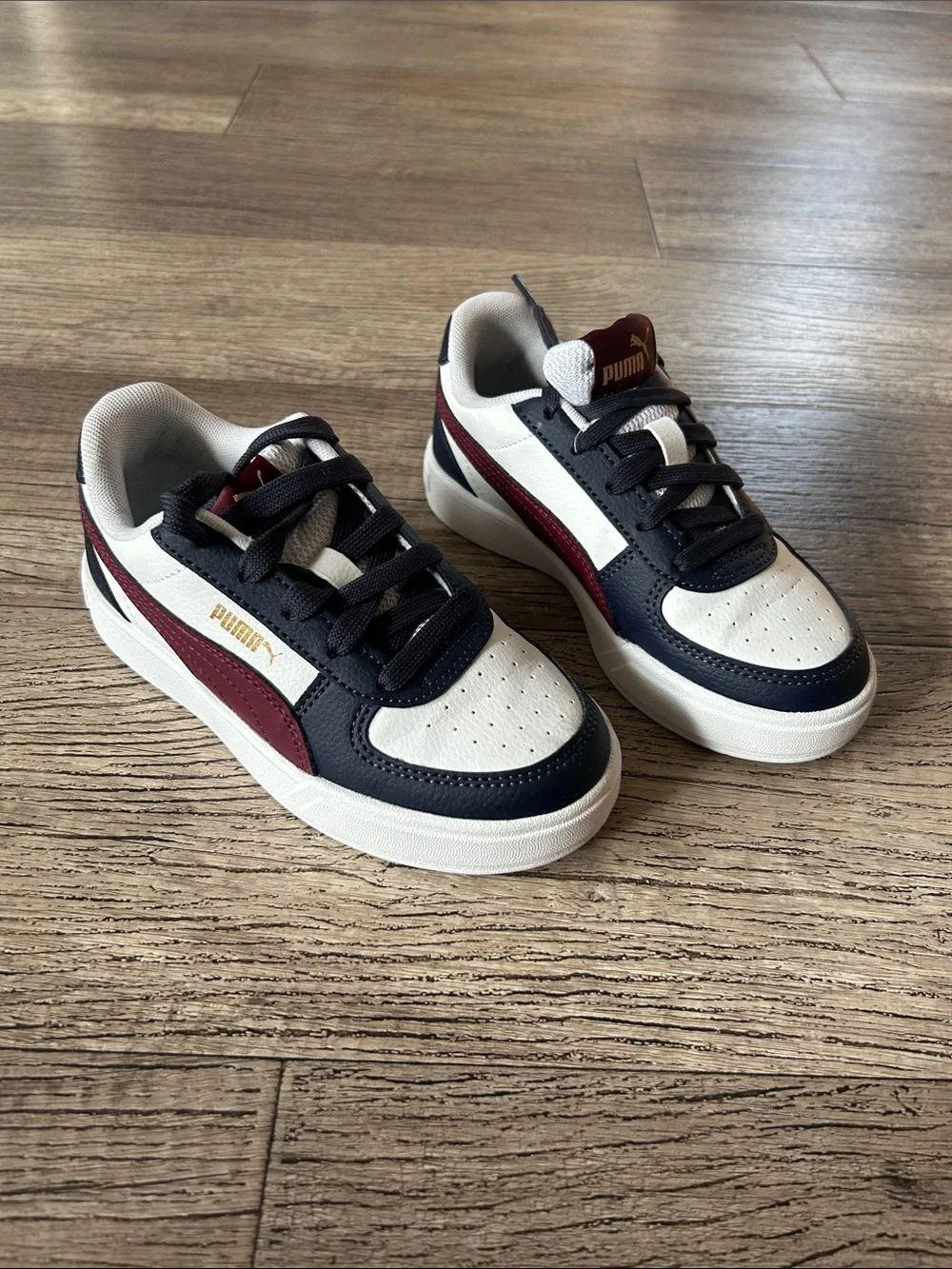 Puma Kids White Navy Burgundy Low-Top Sneakers